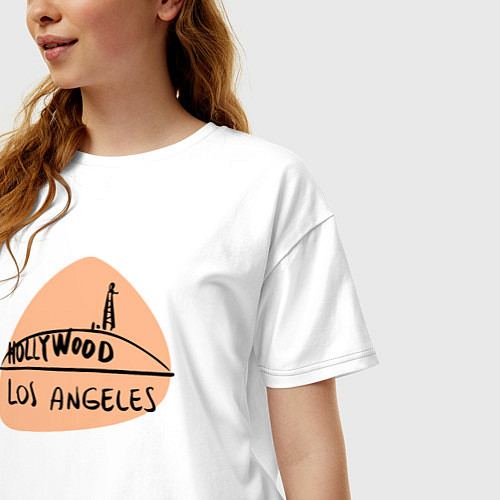 Женская футболка оверсайз Hollywood Los Angeles / Белый – фото 3
