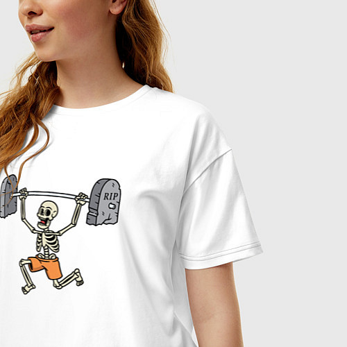 Женская футболка оверсайз Skeletor gym / Белый – фото 3