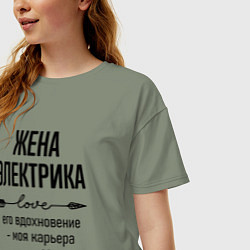 Футболка оверсайз женская Жена электрика моя карьера, цвет: авокадо — фото 2