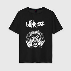 Футболка оверсайз женская Blink 182 rock dog, цвет: черный