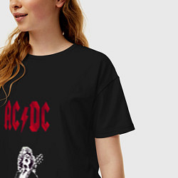Футболка оверсайз женская AcDc - roook фильтр amaro, цвет: черный — фото 2