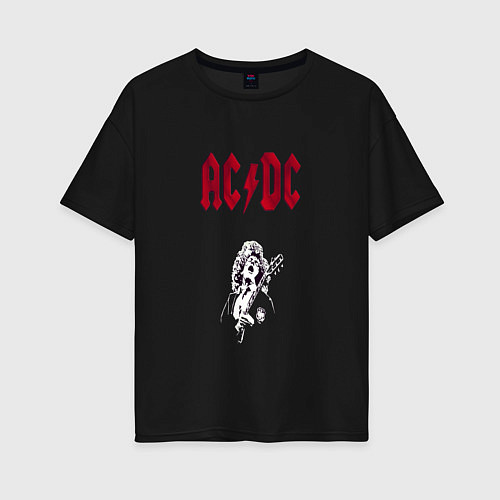 Женская футболка оверсайз AcDc - roook фильтр amaro / Черный – фото 1