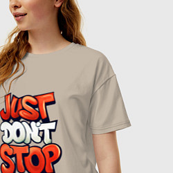 Футболка оверсайз женская Just dont stop, цвет: миндальный — фото 2