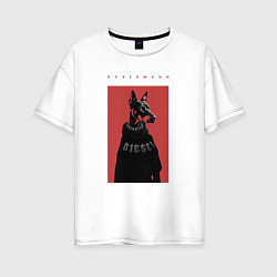 Футболка оверсайз женская Порода Доберман - половинка пары, цвет: белый