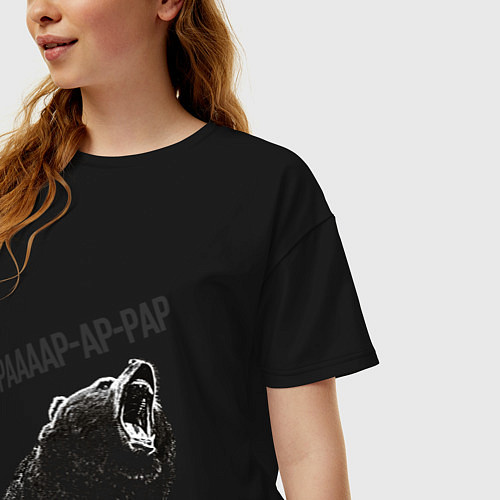 Женская футболка оверсайз Бурый в гневе рарар-ра / Черный – фото 3