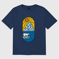 Футболка оверсайз женская Мишка на льдине, цвет: тёмно-синий