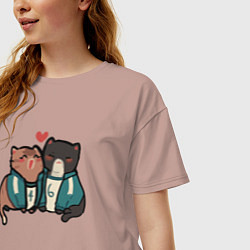 Футболка оверсайз женская Котики игра в кальмара, цвет: пыльно-розовый — фото 2