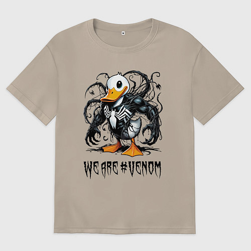Женская футболка оверсайз Venom-Duck - meme / Миндальный – фото 1