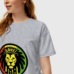 Футболка оверсайз женская Jamaica rasta lion, цвет: меланж — фото 2