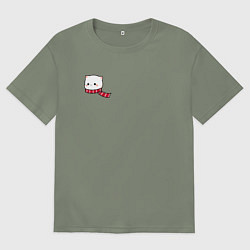 Женская футболка оверсайз Милый белый котик в шарфике для пары