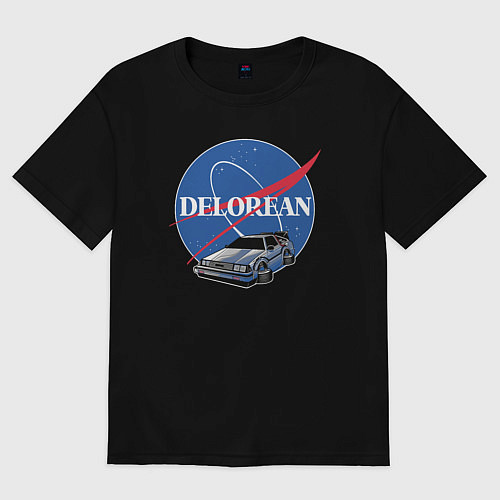 Женская футболка оверсайз Space delorean / Черный – фото 1