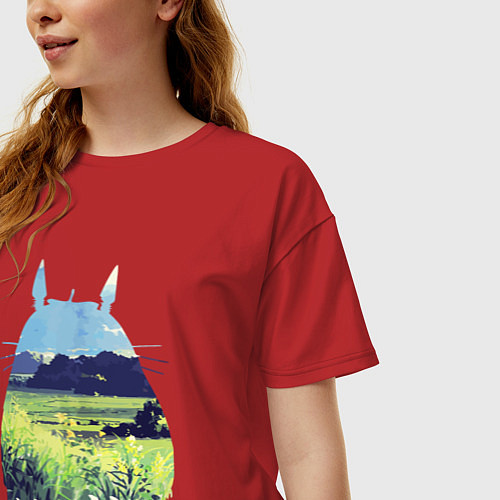 Женская футболка оверсайз Nature Totoro / Красный – фото 3
