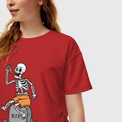 Футболка оверсайз женская Обед на кладбище, цвет: красный — фото 2