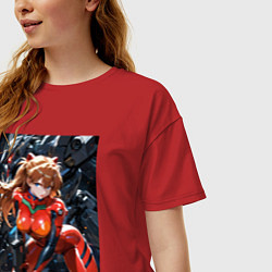 Футболка оверсайз женская Аска Лэнгли Евангелион, цвет: красный — фото 2
