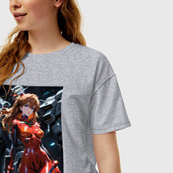 Футболка оверсайз женская Аска Лэнгли Евангелион, цвет: меланж — фото 2