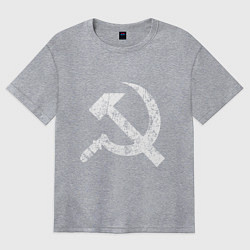 Футболка оверсайз женская Серп и молот символ, цвет: меланж