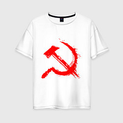 Футболка оверсайз женская Sickle and hammer red paint, цвет: белый