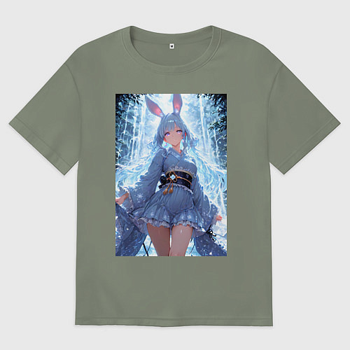 Женская футболка оверсайз Зайка в гармонии с природой / Авокадо – фото 1