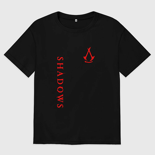 Женская футболка оверсайз Assassins creed - shadows red / Черный – фото 1