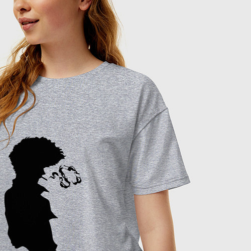 Женская футболка оверсайз Ковбой Бибоп Спайк Шпигель Аниме / Меланж – фото 3