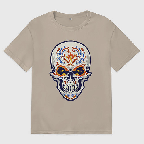 Женская футболка оверсайз Черепок / Миндальный – фото 1