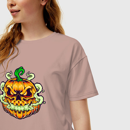 Женская футболка оверсайз Evil pumpkin / Пыльно-розовый – фото 3