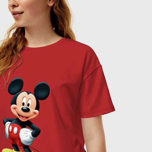 Женская футболка оверсайз Микки - мышь / Красный – фото 3
