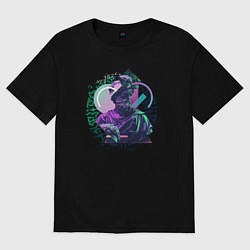 Футболка оверсайз женская Греческая Скульптура с графическими элементами, цвет: черный