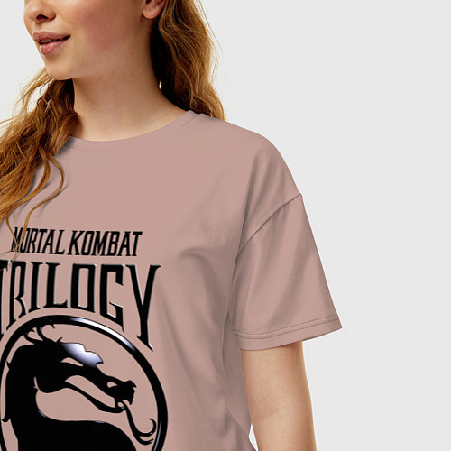Женская футболка оверсайз Mortal kombat trilogy / Пыльно-розовый – фото 3
