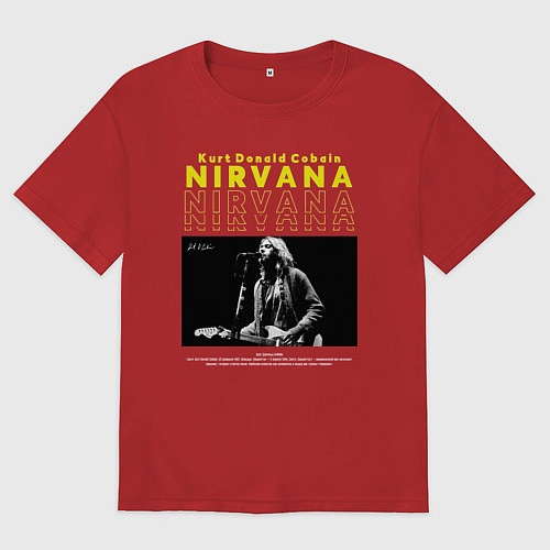 Женская футболка оверсайз Курт Кобейн Nirvana / Красный – фото 1
