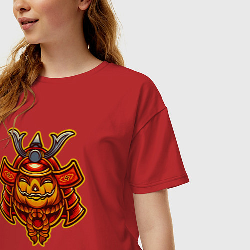 Женская футболка оверсайз Samurai halloween / Красный – фото 3