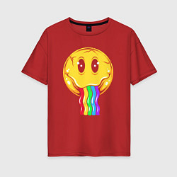 Футболка оверсайз женская Rainbow smile, цвет: красный