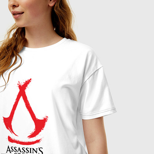 Женская футболка оверсайз Assassins Creed Shadows - badge / Белый – фото 3