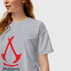 Футболка оверсайз женская Assassins Creed Shadows - badge, цвет: меланж — фото 2