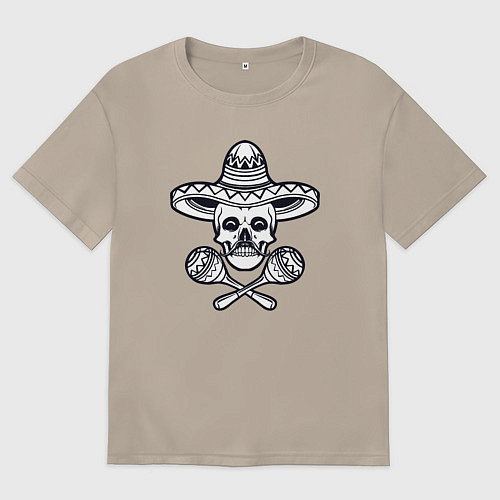 Женская футболка оверсайз Мексиканский череп / Миндальный – фото 1