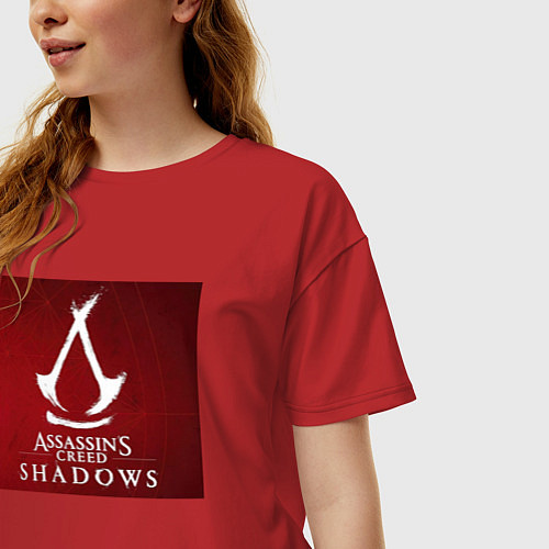 Женская футболка оверсайз Assassins creed shadows / Красный – фото 3