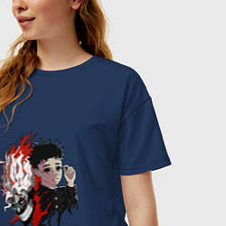 Футболка оверсайз женская Дандадан: Окарун, цвет: тёмно-синий — фото 2