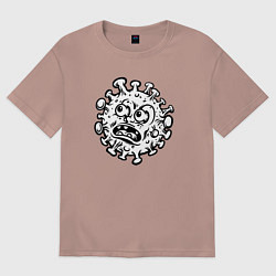 Футболка оверсайз женская Удивлённый вирус, цвет: пыльно-розовый