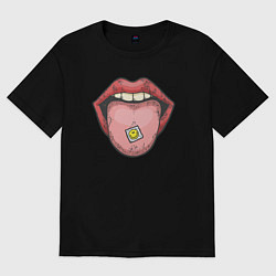 Футболка оверсайз женская Smiling lips, цвет: черный