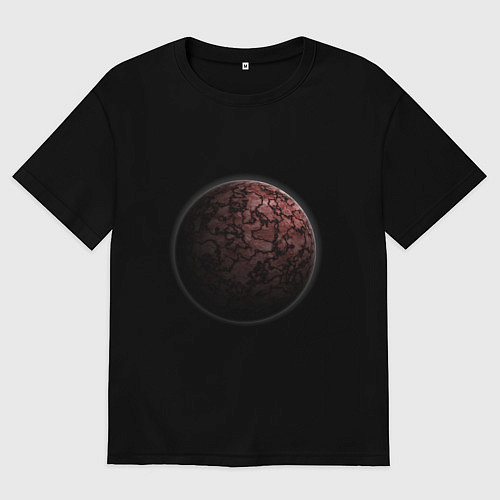 Женская футболка оверсайз Планета арт, красная / Черный – фото 1