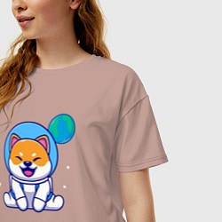 Футболка оверсайз женская Space doggy, цвет: пыльно-розовый — фото 2
