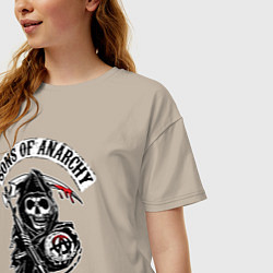 Футболка оверсайз женская Sons of anarchy - логотип, цвет: миндальный — фото 2