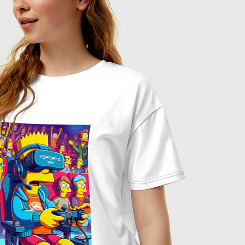 Женская футболка оверсайз Bart Simpson - esports / Белый – фото 3
