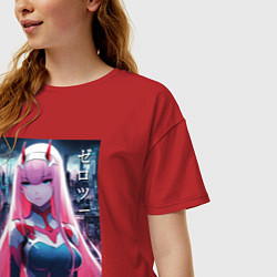 Футболка оверсайз женская Darling in the Franxx - zero two - ai art, цвет: красный — фото 2