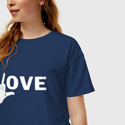 Футболка оверсайз женская Love - fuck, цвет: тёмно-синий — фото 2