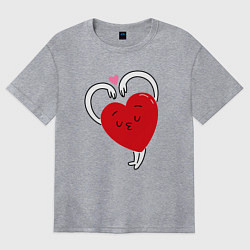 Футболка оверсайз женская Love hands, цвет: меланж