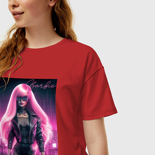 Женская футболка оверсайз Sexy Barbie - ai art / Красный – фото 3