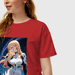 Футболка оверсайз женская Marin kitagawa косплей Евангелиона, цвет: красный — фото 2