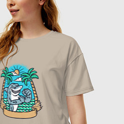 Футболка оверсайз женская Акулье лето, цвет: миндальный — фото 2