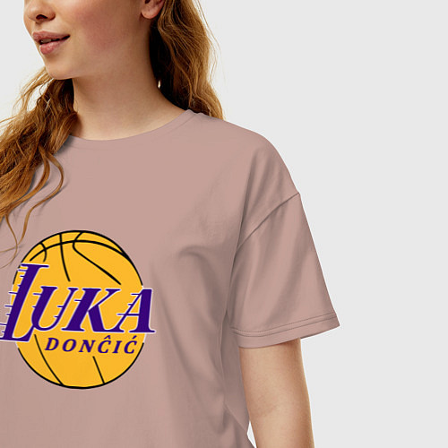 Женская футболка оверсайз Luka Doncic Lakers / Пыльно-розовый – фото 3